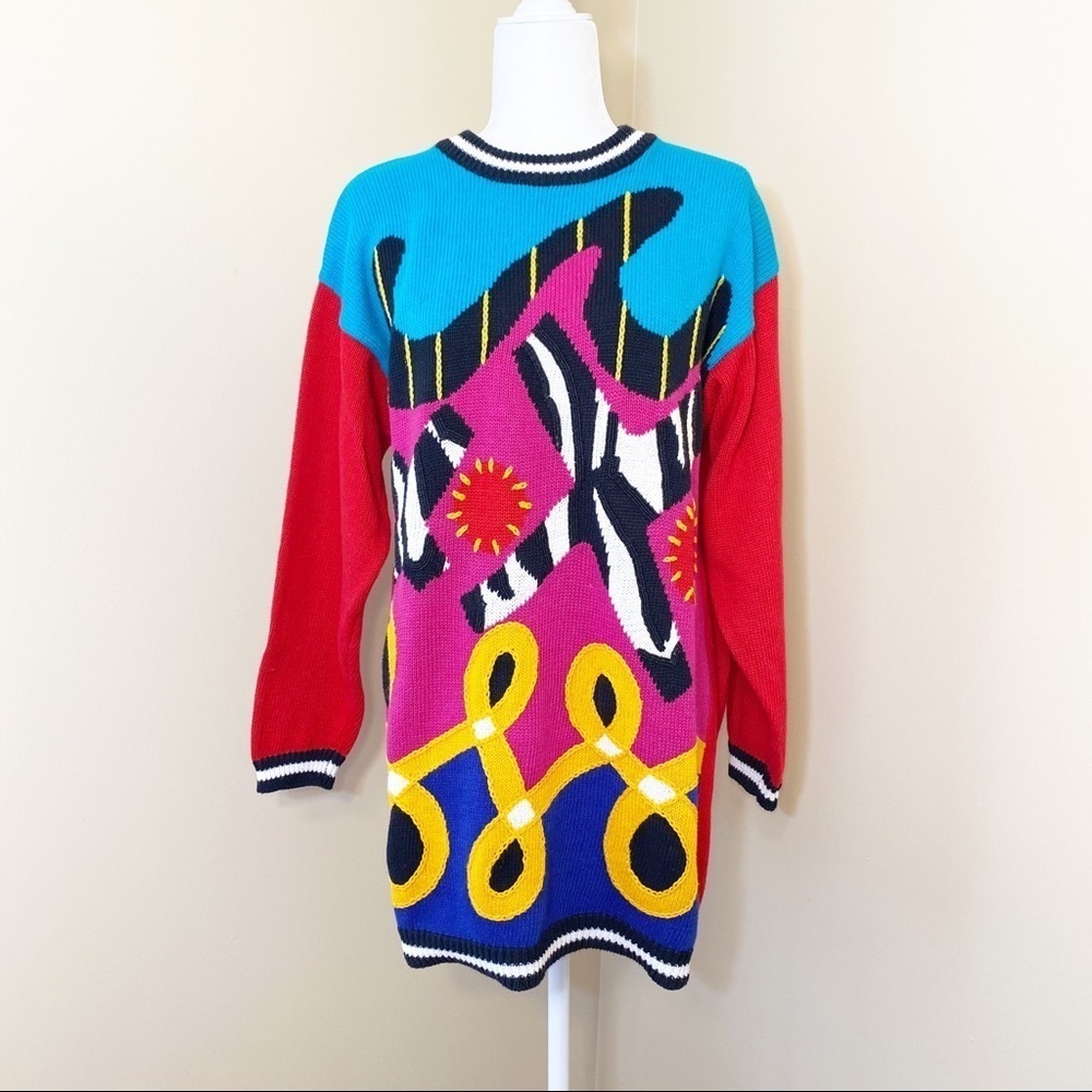 Marie Diamond Vintage 90s Abstract Art Sweater - S